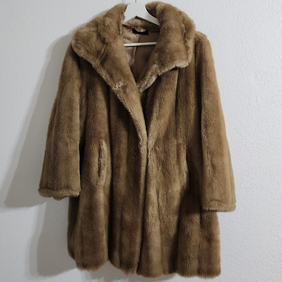 Tissavel France Vintage Faux Mink Fur Jacket Made In England Sz XL Excellent Con - Picture 2 of 16
